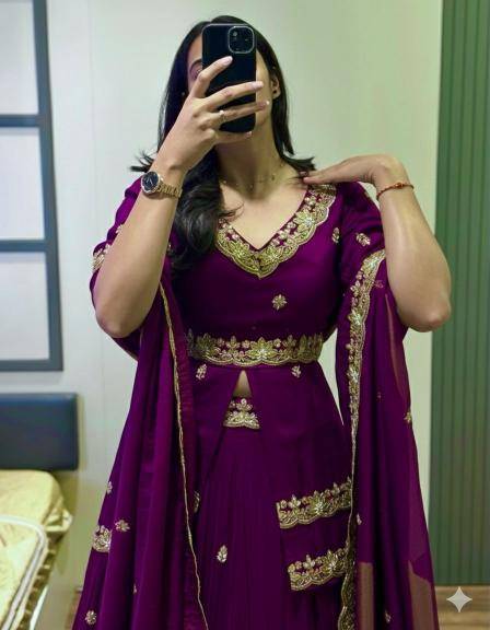 Launching Wedding wear PC 552 Chinon Purple Bridal lehenga choli wholesale